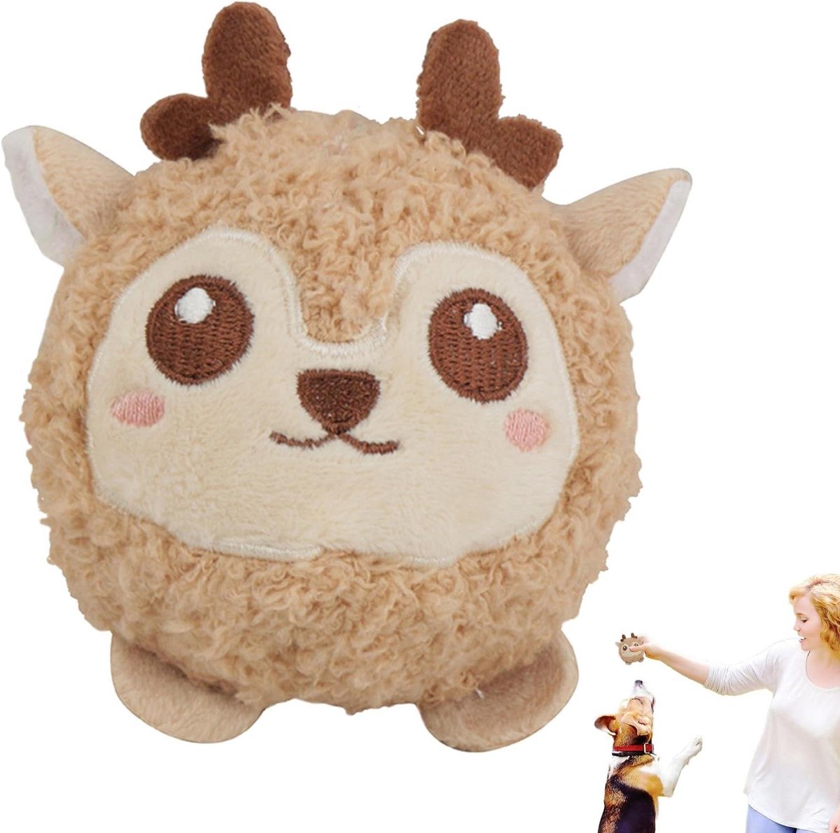 Piepend Speelgoed Hond - Huisdierbal Puppybal - Interactief Spel - Grappige Dierenvorm - 8.3L x 7.7B x 6.8H cm