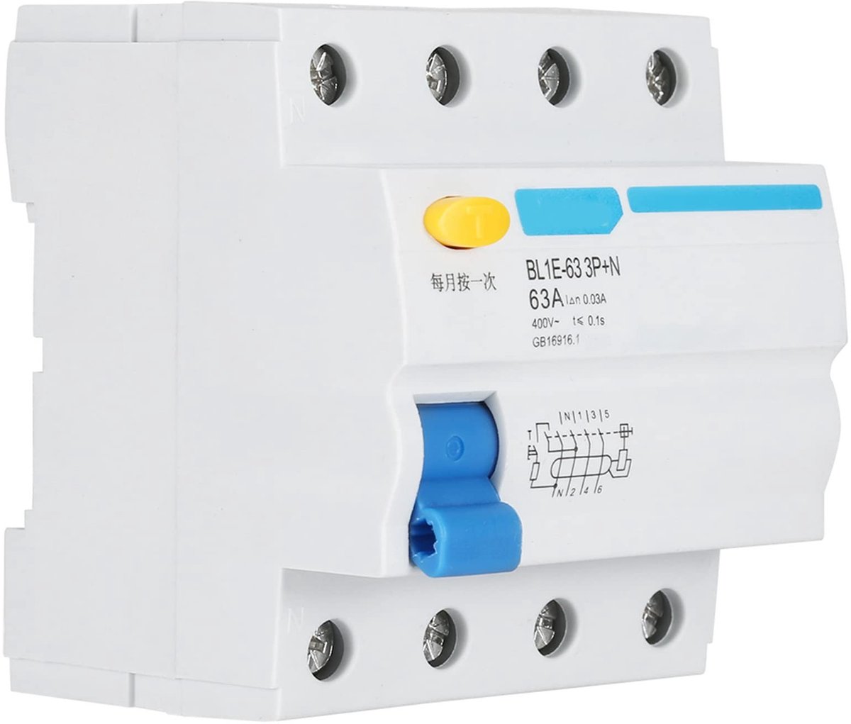 ONF3 - Multifunctionele RCD - Disjoncteur - 63A 3P + N - Betrouwbare bescherming - Veiligheid waarborgen - Stroomonderbreker - Geschikt voor won...