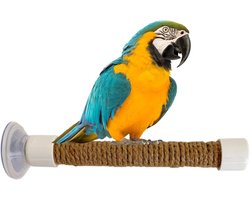 Raam Zitstok Vogels - Douche Standaard Parkieten - Vogel Training - Sterke Zuignap Bevestiging - Maat M - Zoals op foto