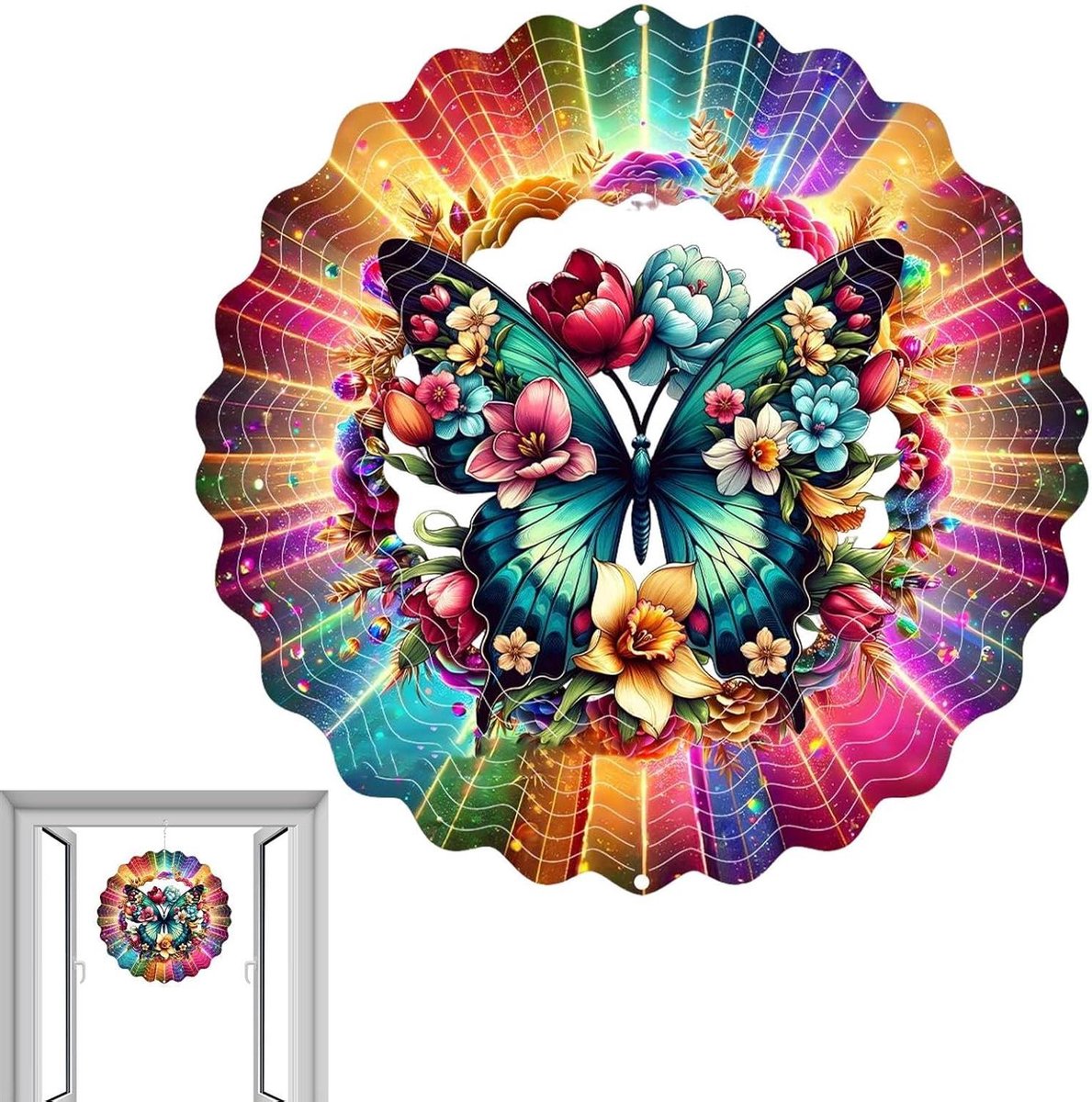 Windspinner Metaal - Tuindecoratie Vlinder - Buiten Decoratie - Weerbestendig Ontwerp - 25x25 cm - Niet gespecificeerd