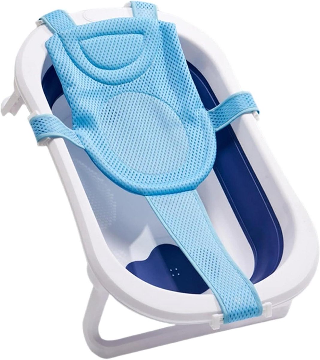 Babybadje Ondersteuningsnet - Babybad Zitje - Veilig Baden - Vijfpunt Ergonomisch Ontwerp - 6 cm hoog - Blauw