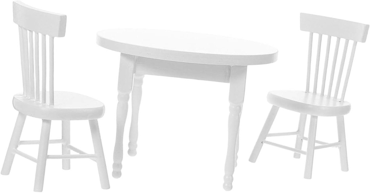 Miniatuur Houten Stoelen - Poppenhuis Meubels - Fantasierijk Spelen - Veilig Hout - 9 x 9 x 65 cm - Wit