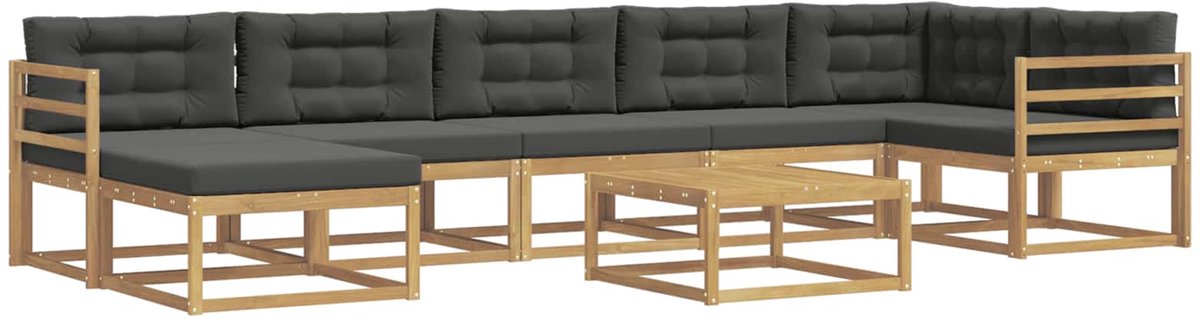 vidaXL Buiten - bank - set - 8 - st - 7-zits - Wit - en - antracietkleurig Wit en antracietkleurig