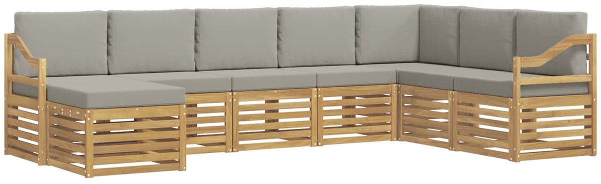 vidaXL Buiten - bank - set - 8 - st - 8-zits - Wit - en - Lichtgrijs - Polyester Wit en Lichtgrijs