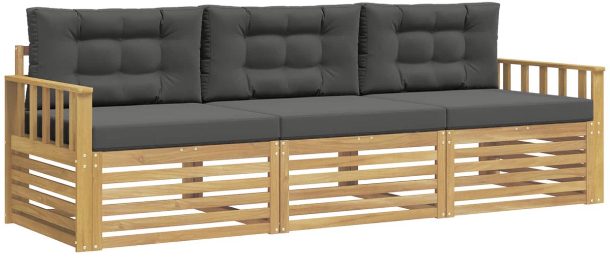 vidaXL Buiten - bank - set - 3 - st - 3-zits - Wit - en - antracietkleurig - Polyester Wit en antracietkleurig