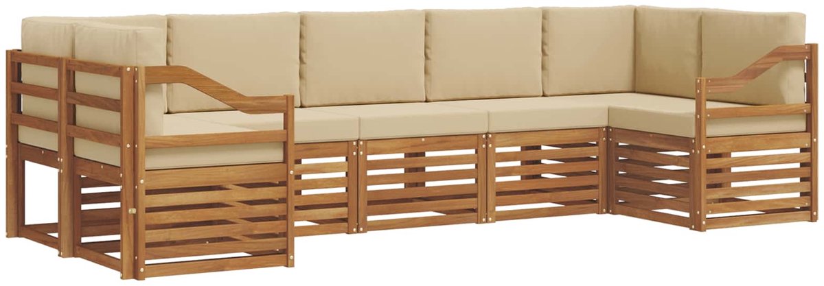 vidaXL Buiten - bank - set - 7 - st - 7-zits - Natuurlijk - en - Beige Natuurlijk en Beige