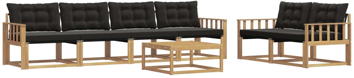 vidaXL Buiten - bank - set - 7 - st - 6-zits - Wit - en - zwart Wit en zwart