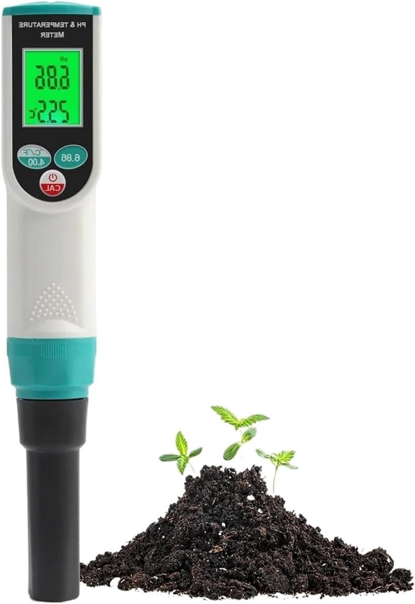 Bodemmeter PH Meter - Zuurtemeter Bodemtester - Planten Verzorgen - Hoge Nauwkeurigheid Sensor - 207x32x36mm - Grijs