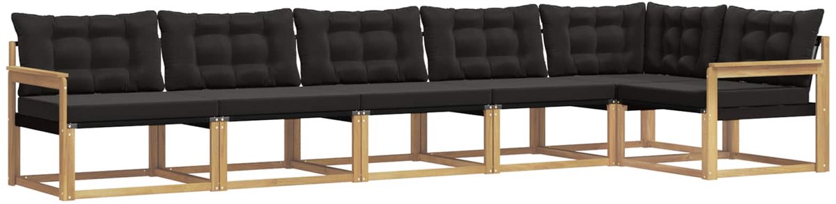 vidaXL Buiten - bank - set - 6 - st - Wit - en - zwart Wit en zwart