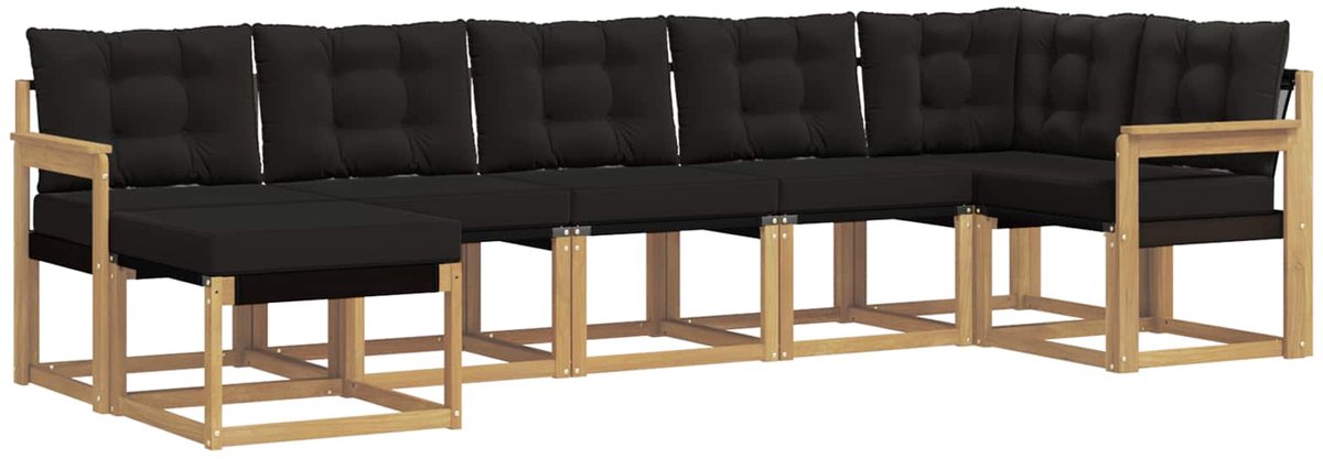 vidaXL Buiten - bank - set - 7 - st - 7-zits - Wit - en - zwart Wit en zwart