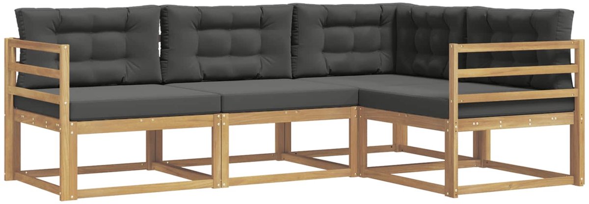 vidaXL Buiten - bank - set - 4 - st - Wit - en - antracietkleurig Wit en antracietkleurig