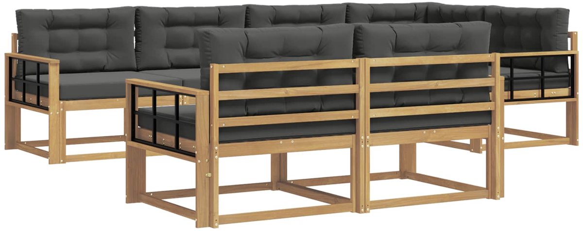 vidaXL Buiten - bank - set - 6 - st - 7-zits - Wit - en - antracietkleurig - Polyester Wit en antracietkleurig