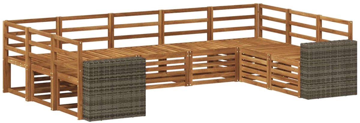 vidaXL Buiten - bank - set - 9 - st - 9-zits - Naturel - Massief - Acacia - Hout