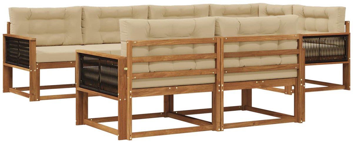 vidaXL Buiten - bank - set - 8 - st - 7-zits - Natuurlijk - en - Beige Natuurlijk en Beige