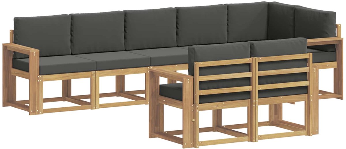 vidaXL Buiten - bank - set - 8 - st - 8-zits - Wit - en - antracietkleurig Wit en antracietkleurig