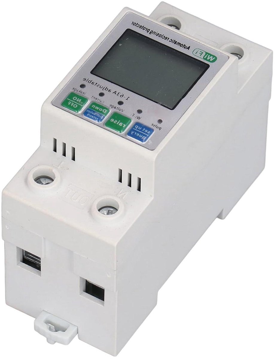 Slimme Energiemeter - Stroommeter Monitor - Energie Verbruik Meten - Afstandsbediening Via App - 63A - Wit