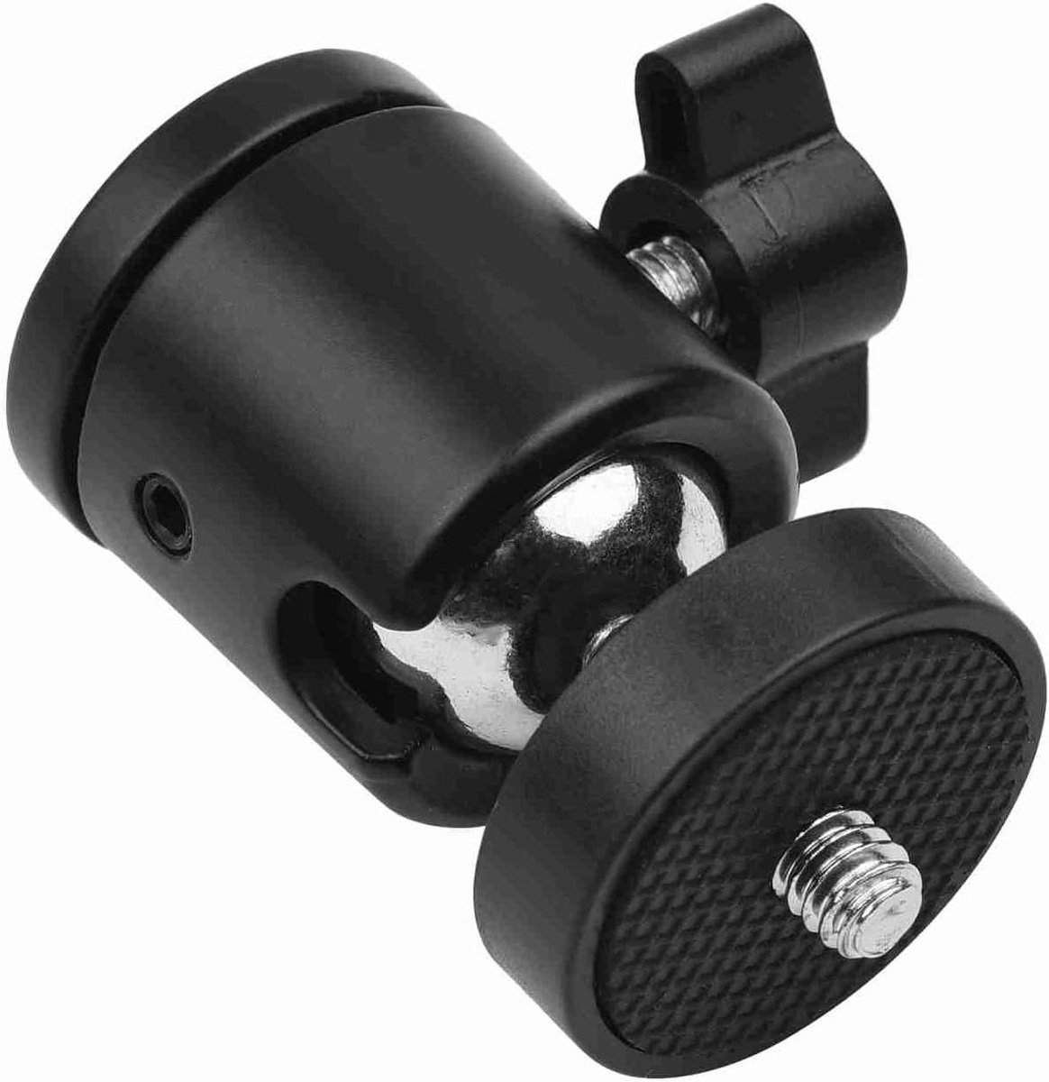 Mini Balhoofd - Draaibare Statiefkop - Camera Positioneren - 360 Graden Rotatie - 1/4 Inch Schroef - Zwart