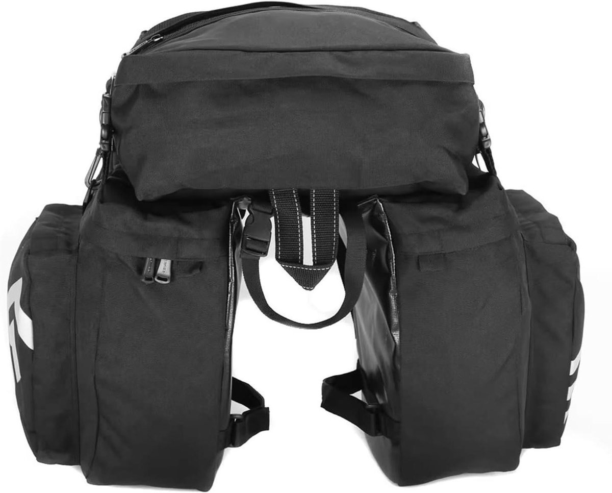 Motorfiets Zadeltassen - Fietstas Achterbank - Motorfiets Rijden - 3-in-1 Multifunctioneel - 37L - Zwart