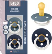 BIBS Colour Glow Fopspeen - 6-18 mnd - 2-pack - Rond - Petrol/Deep Space