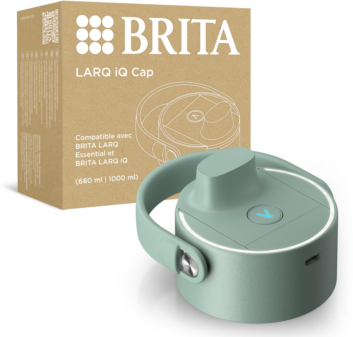 BRITA LARQ iQ dop Groen - Digitale vervangdop voor BRITA LARQ Essential flessen met hydratatietracking in de BRITA-app & zelfreinigende UV-C - neutraliseert 99.99% bacteriën