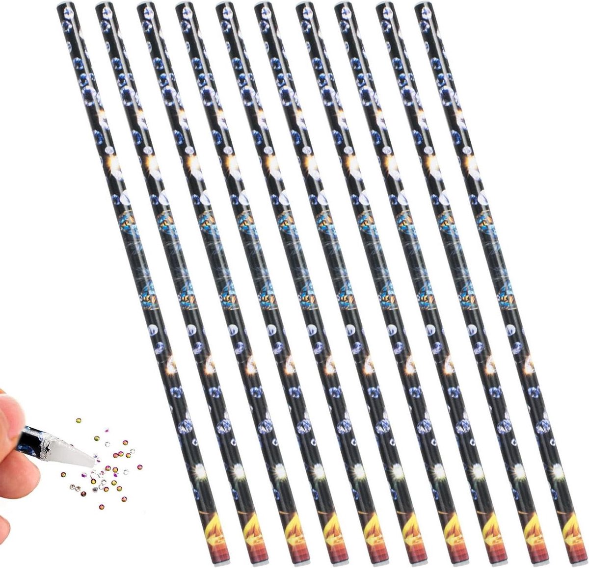 Strass Wax Pen - Nagel Potlood Dotting Tool - Nagelkunst Versieren - Zelfklevende Wax Tip - 21.5 cm - Wit