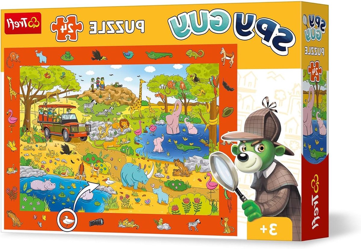Observatiepuzzel Safari - Zoekpuzzel Kinderen - Waarnemingstraining - Gedetailleerd Prentenboek - 480 x 240 mm - Multicolor