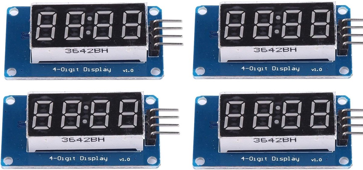 aladdien - LED Display Module - Instelbare Helderheid - 0.36 inch - Rood - 4-digits - Geschikt voor 3.3V tot 5.5V - Ideaal voor elektronica