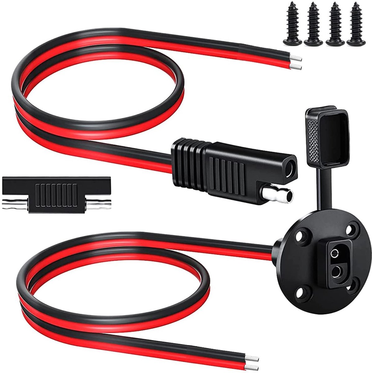 RUNCCI-YUN 12V-24V SAE Kabel Connector - Weerbestendige Solar Socket & 50cm Extension Kabel
