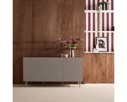 sweeek - Dressoir metaal en houtdecor met 3 deuren 150cm - ashton