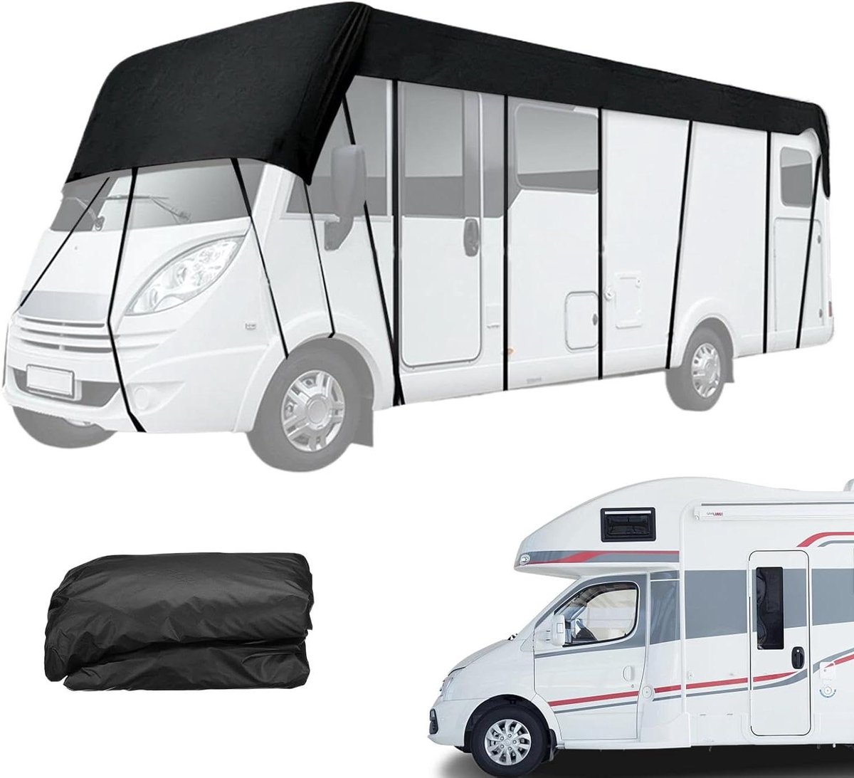 RV dakhoes - Caravanhoes - Voertuig beschermen - Waterdicht en stofdicht - 6.5 x 3 meter - Zwart