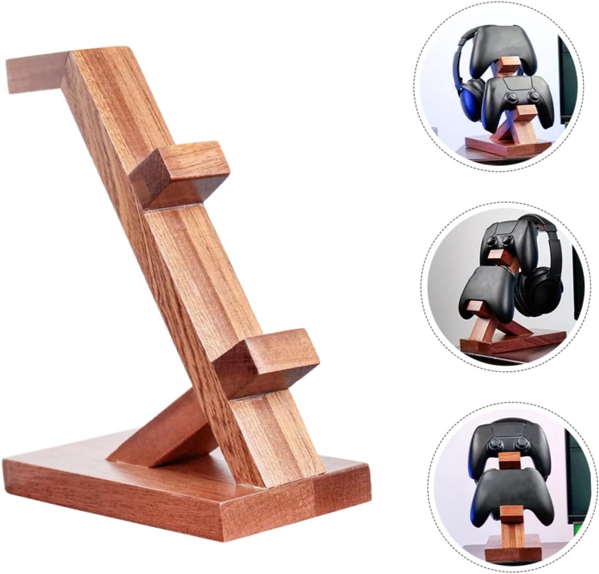 Controller Standaard - Opberghouder Hanger - Gaming Setup - Stevig Hout - 24.5 cm - Bruin — cadeau in Gadgets - foto 8