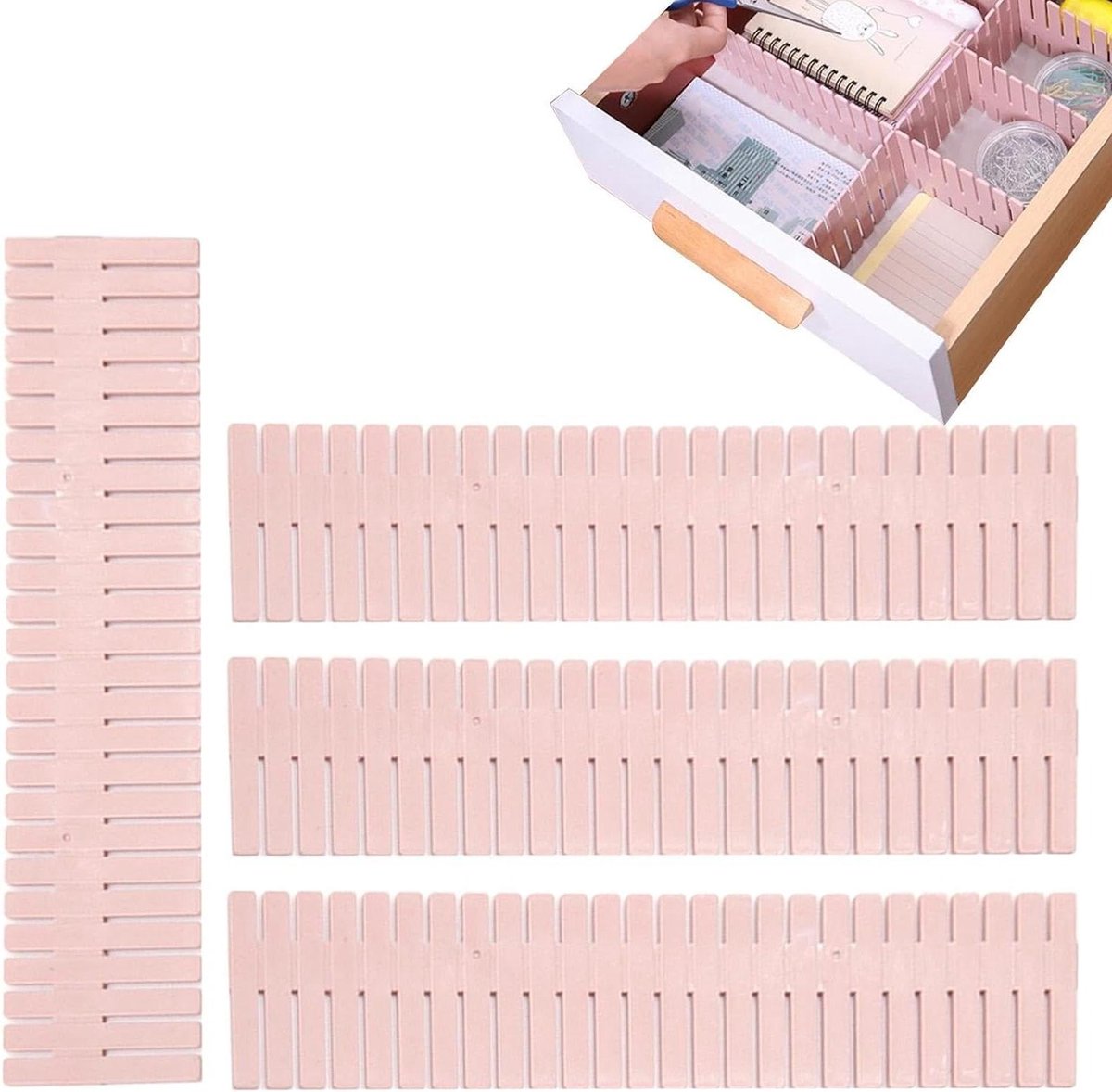Ladeverdelers Organizer - Lade Scheiders - Laden Ordenen - Verstelbaar op Maat - 4 stuks - Roze