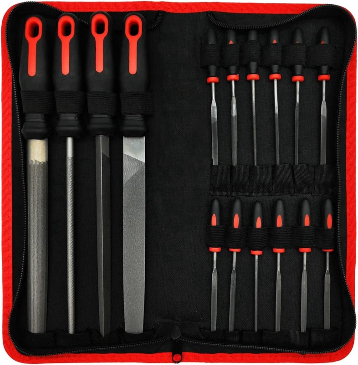 Metalen Vijlenset - Handvijlen Metaal - Precisie Bewerking - Ergonomische Antislip Grip - 200 mm Lengte - Zwart