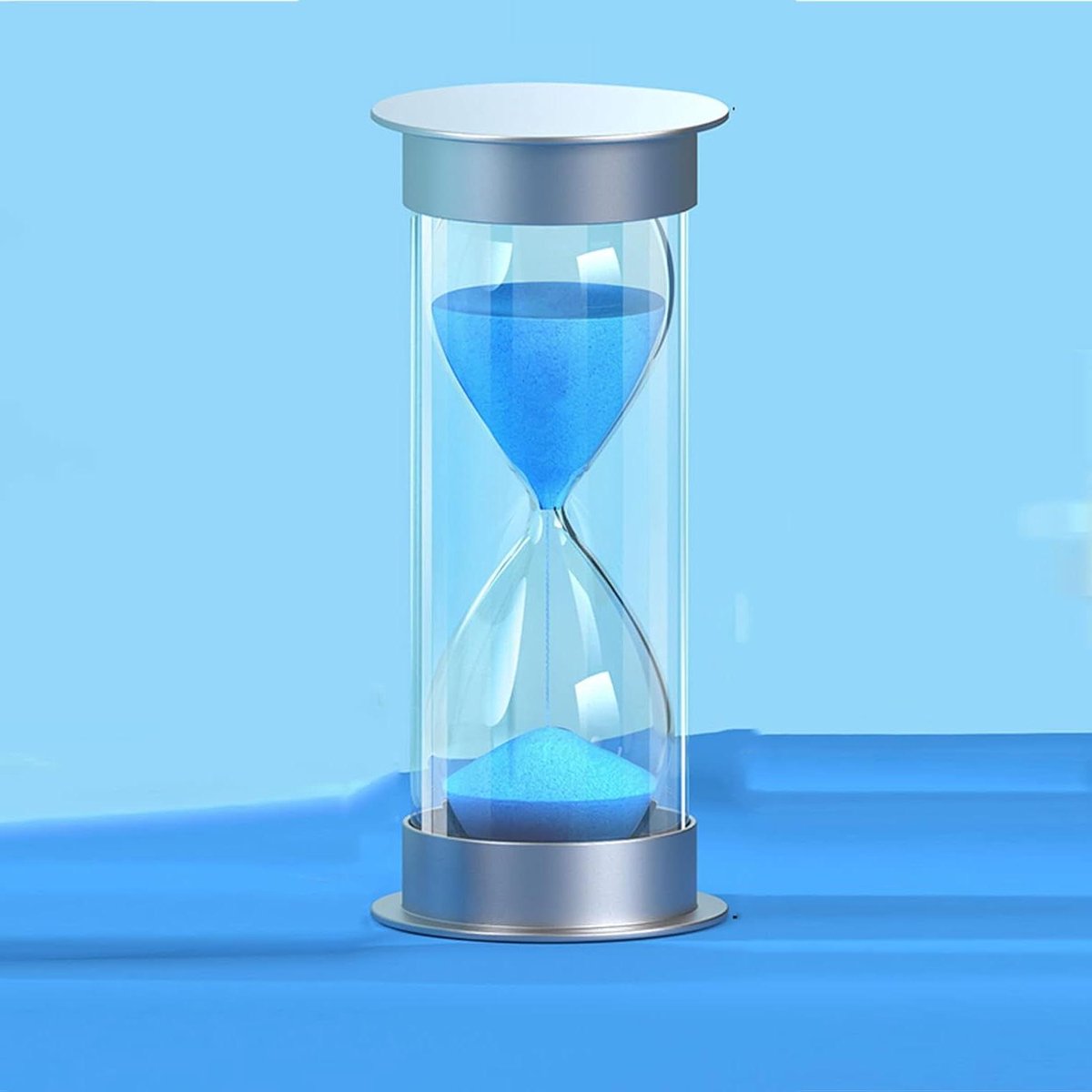 Zandloper Timer - Zandklok Speelgoed - Tijdmanagement Spelletjes - Handgemaakt Kwaliteit - 7.7 x 17cm - Blauw Zand