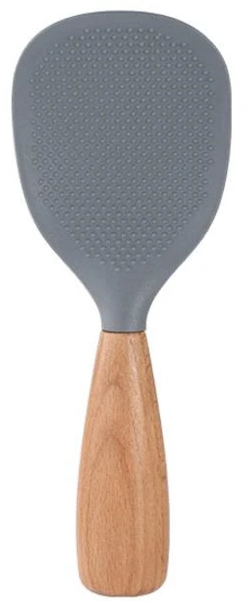 Siliconen rijstlepel met houten handvat, keukengereedschap, kooklepel (grijs)