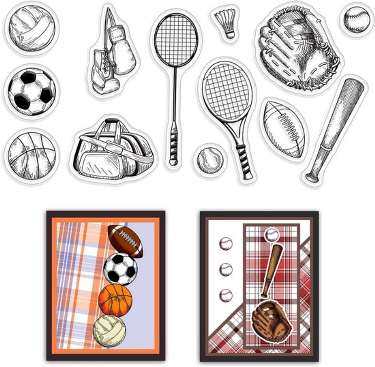 - Heldere Stempels - Voor Kaarten Maken - Siliconen - Sport - Rugby Basketbal Voetbal Volleybal Honkbal Tennis Badminton - DIY Scrapbooking Embossing Album Decor Handwerk