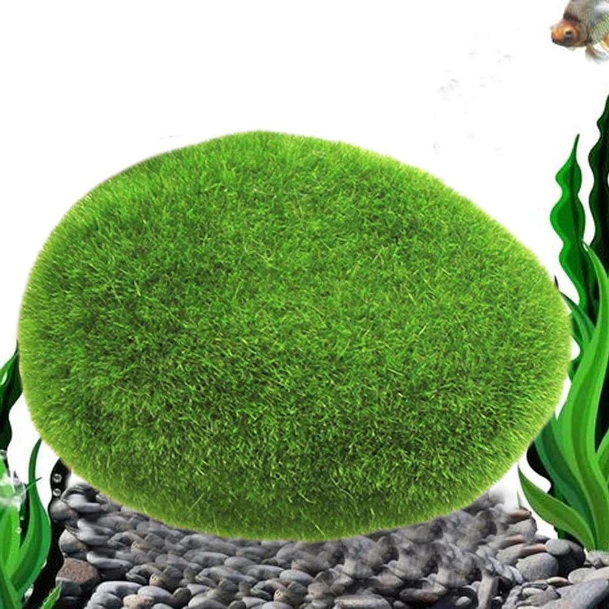 Mosballen Decoratie - Kunstmos Stenen - Aquarium Aankleding - Natuurlijke Uitstraling - 3 Maten Optioneel - Groen