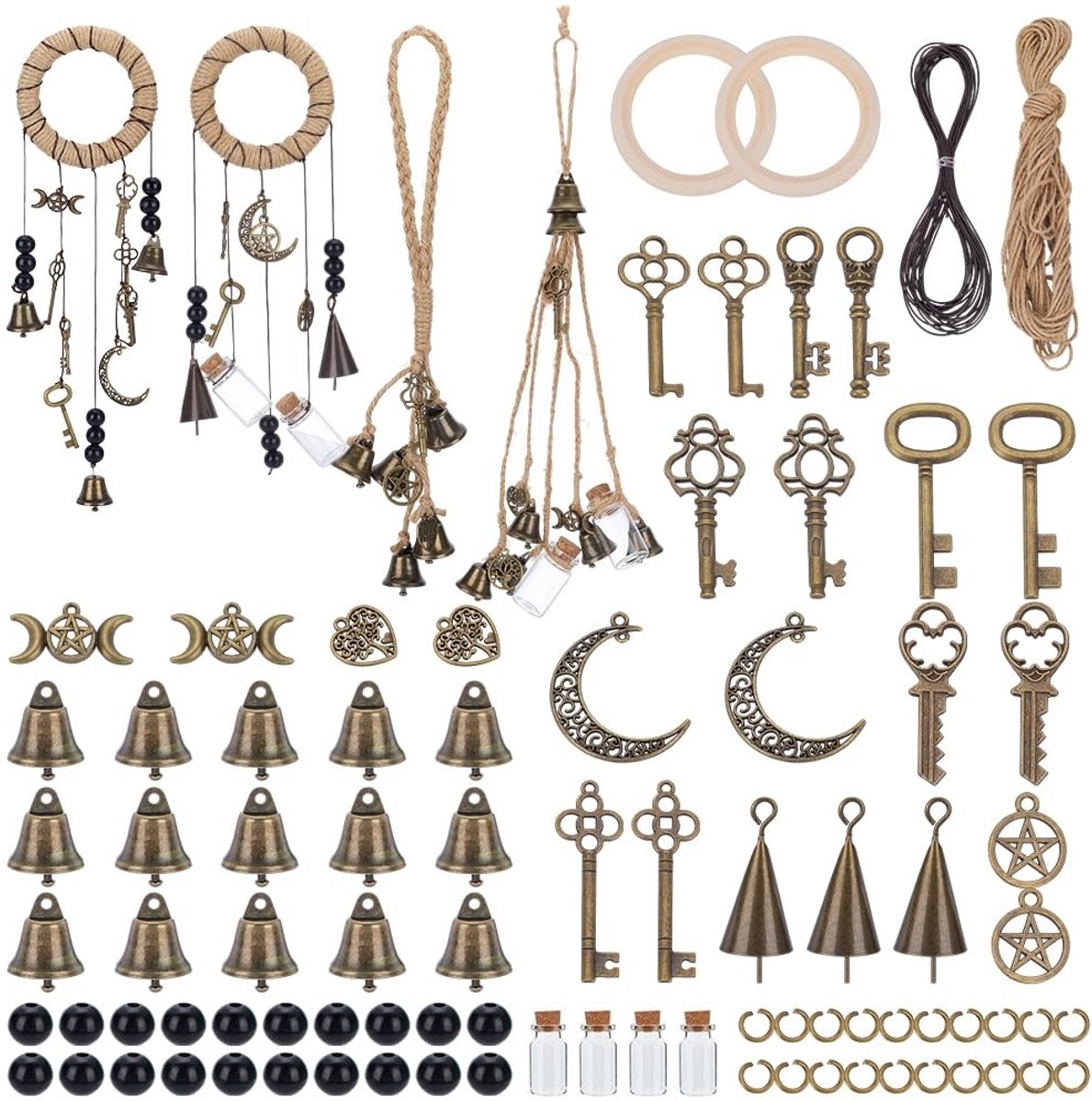 aladdien - DIY Witch Bells Set - Handgemaakte Windgongen - Decoratie voor Deurknoppen - Uniek en Creatief - Geluid en Sfeer - Geschikt voor Binnen -...