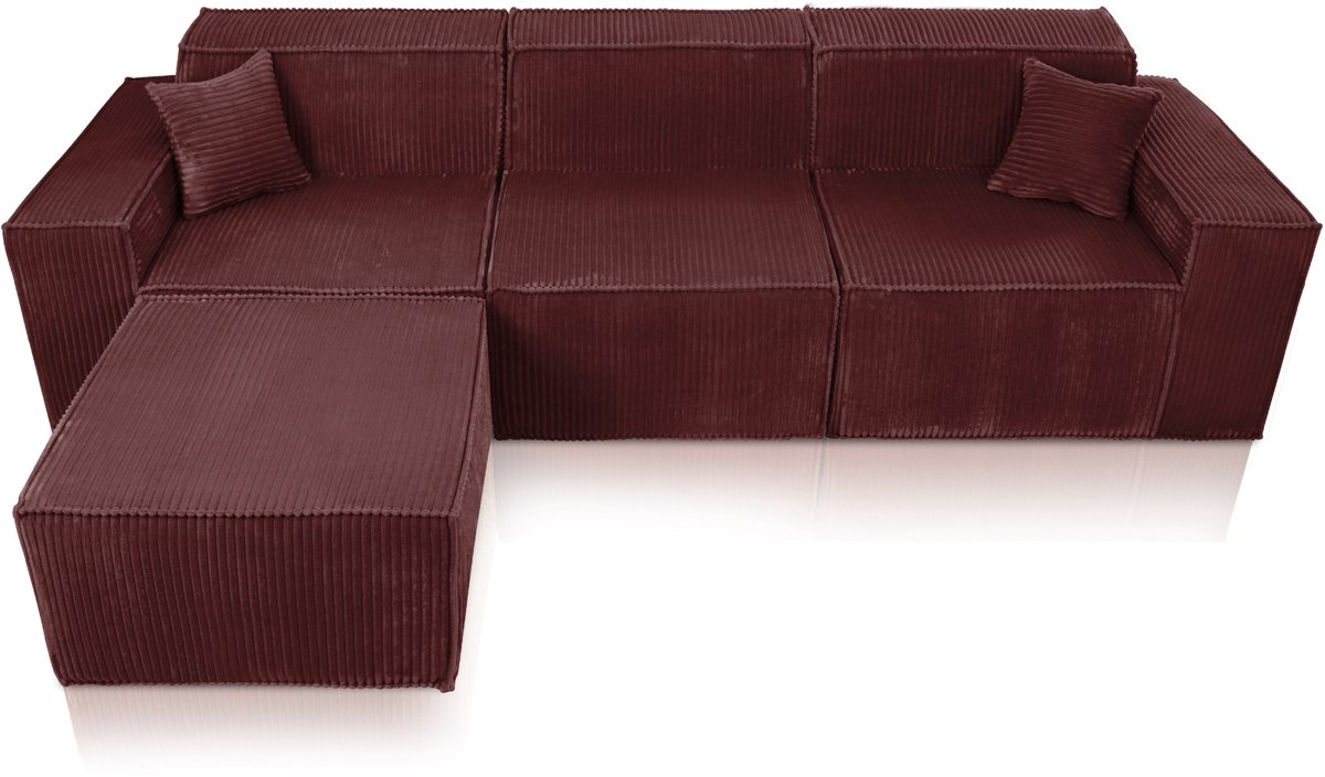 Popsofa Beat Hoekbank Ribstof Koper