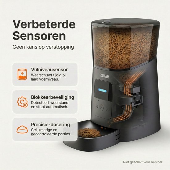 Automatische Kattenbak - Zelfreinigende Kattenbak - Met kattenbakmat, 8 rollen opvangzakjes en Zedar A600 voerautomaat