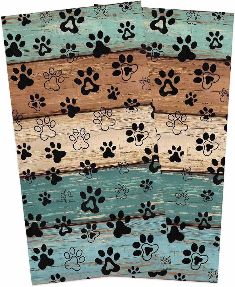 Keukendoeken set - Theedoeken vaatdoeken - Keuken schoonmaken - Zeer absorberend - 2 stuks 45x70cm - Turquoise poten