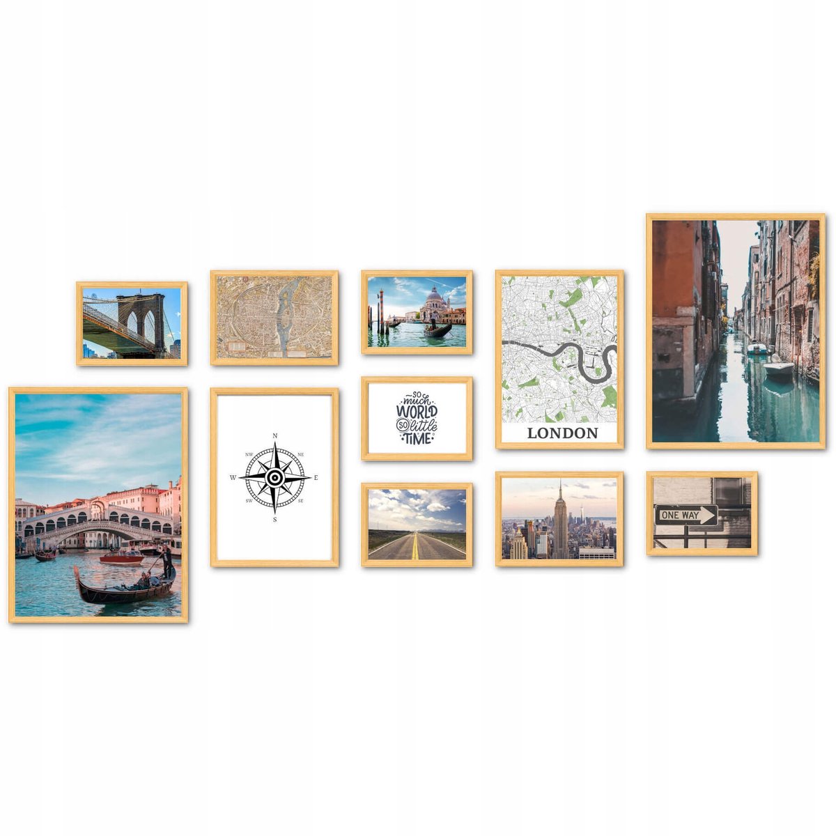 Multifoto Galerij Set - Natuurlijke Houten Fotolijsten