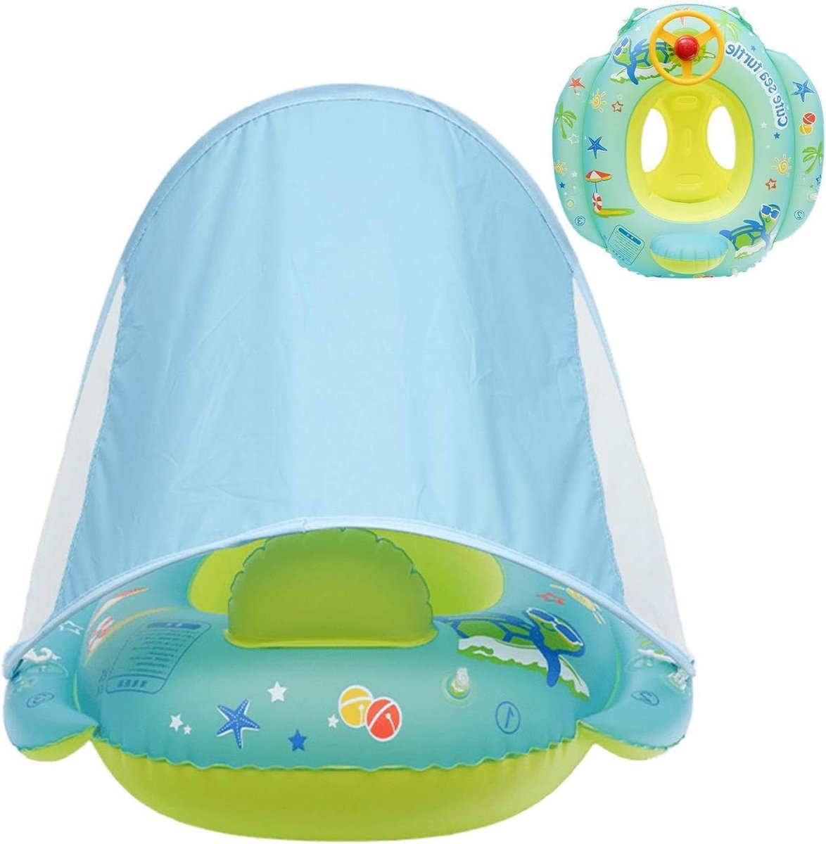 Kinder Zwembadzitje - Opblaasbaar Speelgoed - Veilig Spelen - Met Luifel Stuurwiel - 70x701cm - Niet gespecificeerd