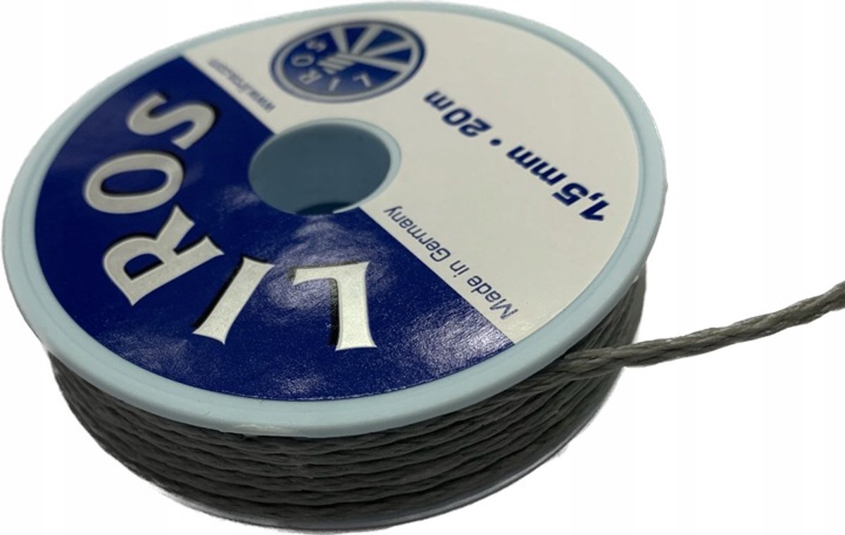 Liros Grijze Gecoate Zeilnaad Draad 1.5mm / 20m - Made in Germany