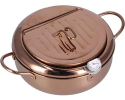 Friteuse met thermometer - Keukenaccessoire - Thuis koken - Diepe pot ontwerp - 32 liter - Rosé goud