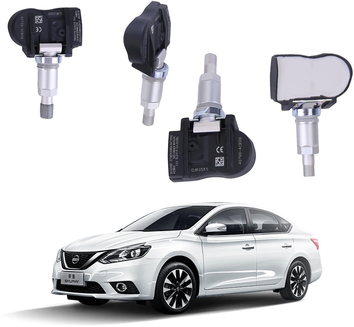 JHUBERS- Bandenspanning Sensor - 4 Stuks - Compatibel met Nissan Micra V, Note E12, NV200 - RDKS Sensor - Tire Pressure Monitoring System - Geschikt voor meerdere modellen - Bandenspanningmonitor