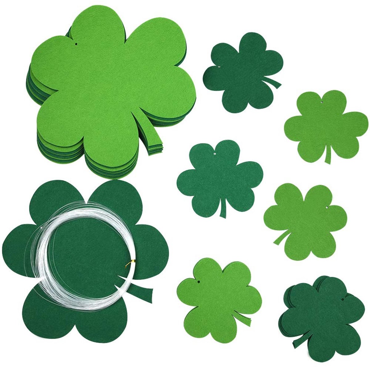 BRENZOOS- Shamrock Decoratie - 20 Stuks - Duurzaam Vilt - Groene Ophangdecoraties - Feestdecoratie - Herbruikbaar - Afmetingen 25 x 23,5 cm
