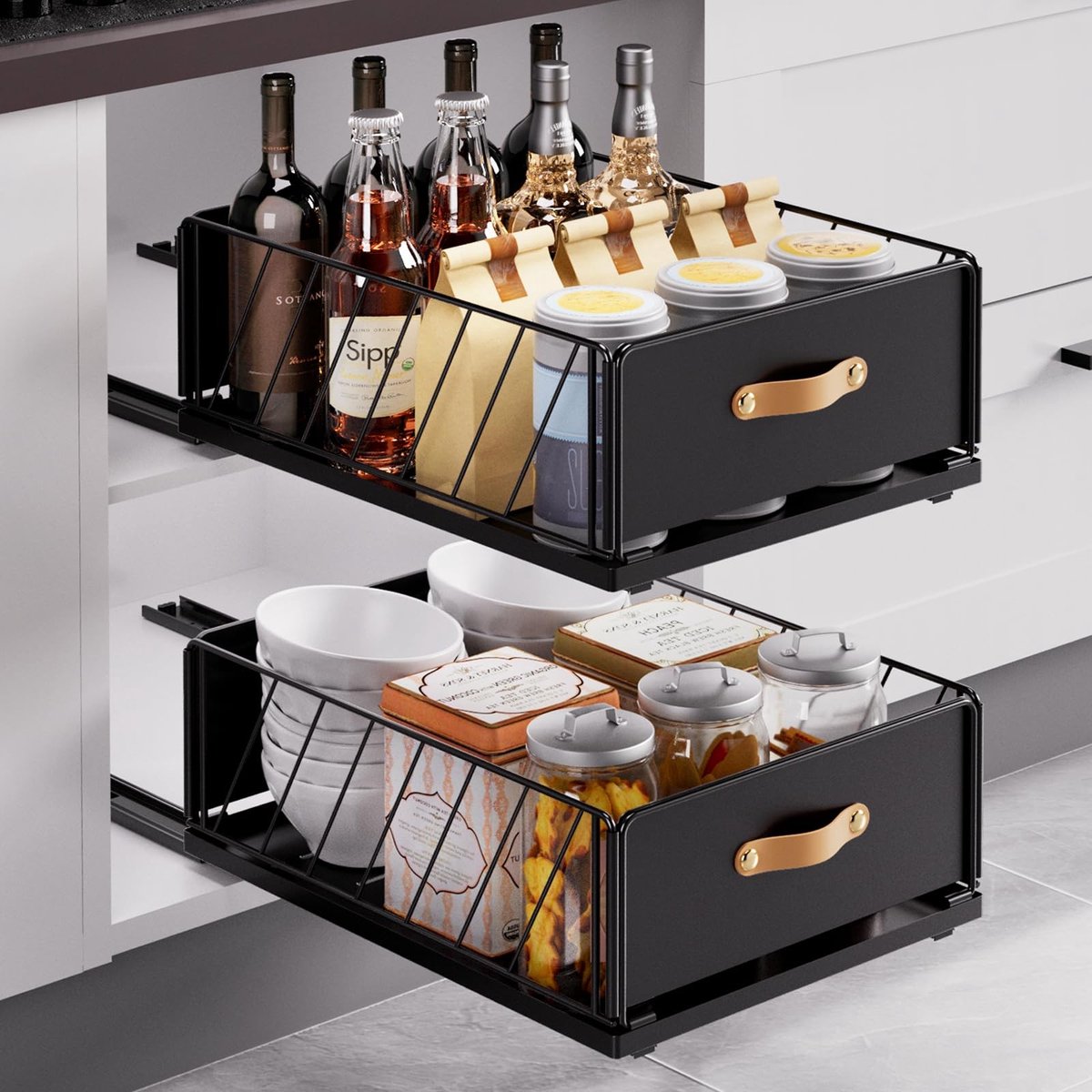 Uittrekbare lade voor keuken - multifunctioneel - 1 stuk - hoogwaardig koolstofstaal - 30x40x15,5 cm