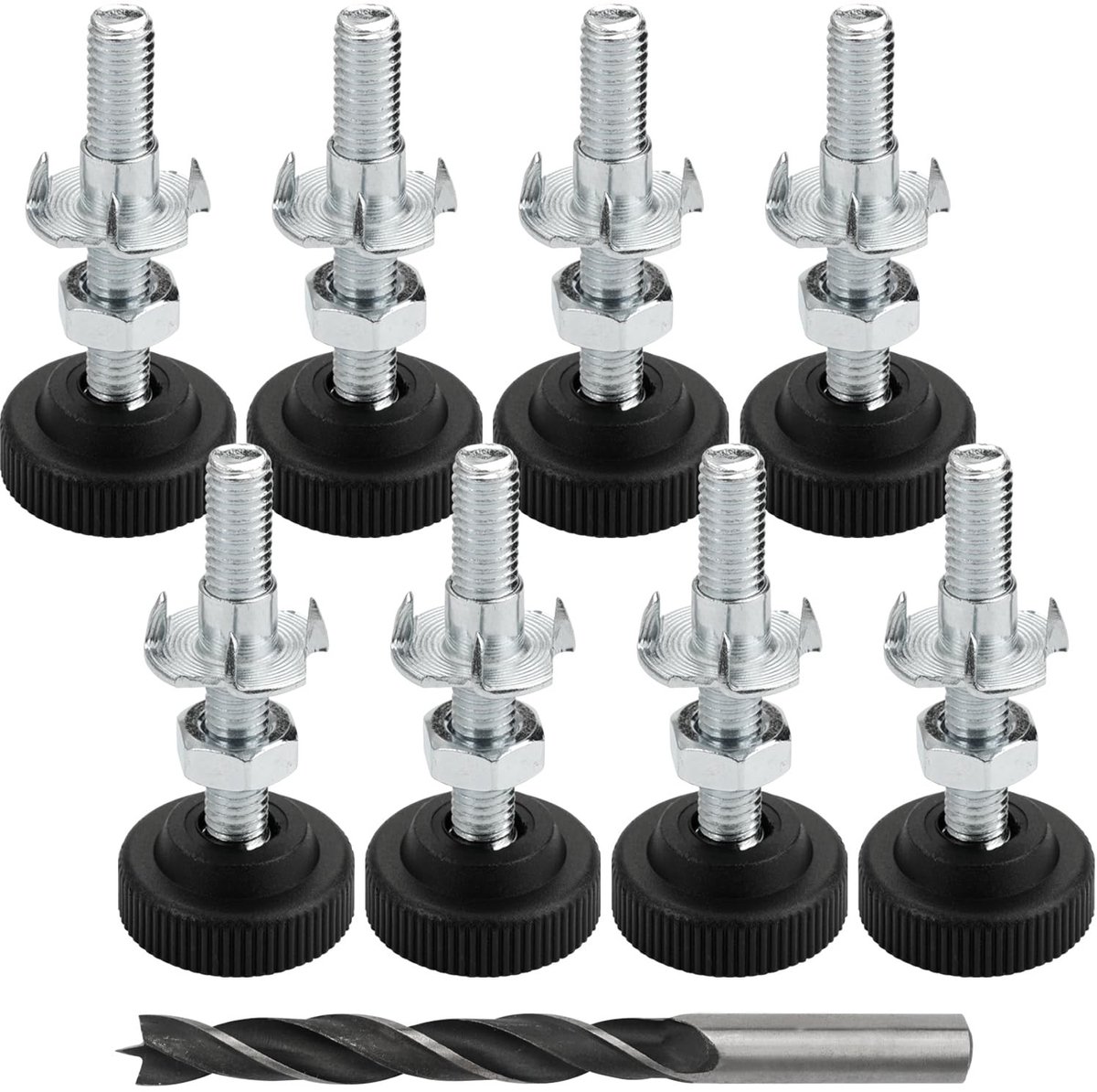 ZEYNOMAX- Stelvoeten 8 Stuks M8 x 50 mm - Meubelpoten Verstelbaar - Kunststof/IJzer - Rubberen Voetjes - Hoogte Verstelbaar - Bescherm Vloer