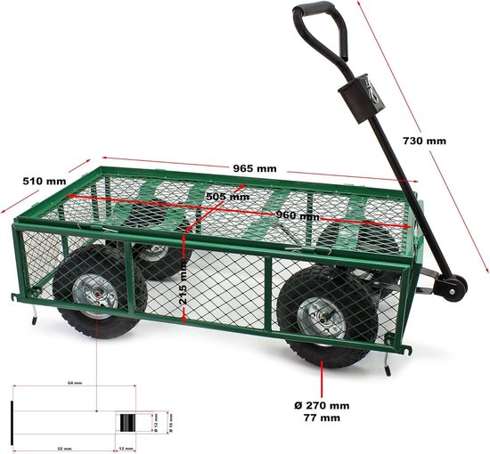 Bolderkar Tuinkar - Transportwagen - Tuinwerk - Afneembaar Binnenzeil - 300kg Laadvermogen - Groen van Bolderkar — afbeelding 5